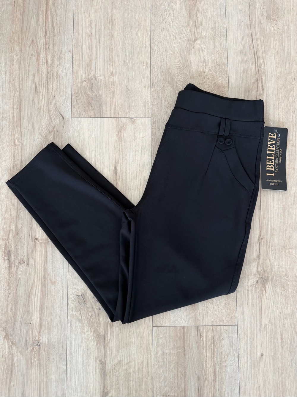I Believe by Scuba Collection Black Dress Pants